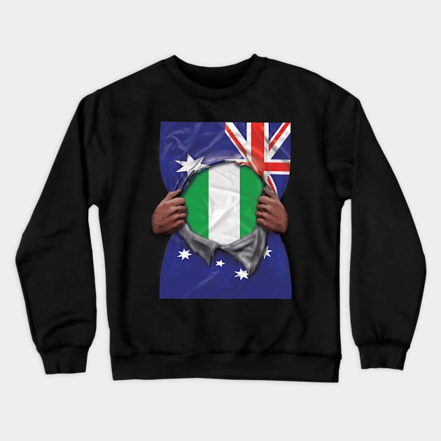 Nigeria Flag Australian Flag Ripped - Gift for Nigerian From Nigeria Crewneck Sweatshirt by Country Flags